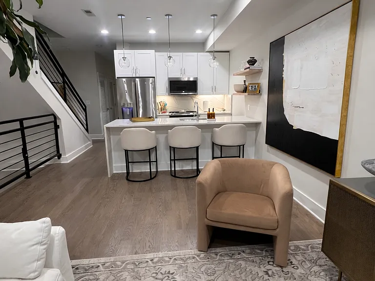 Bar seating for 3 in the kitchen area