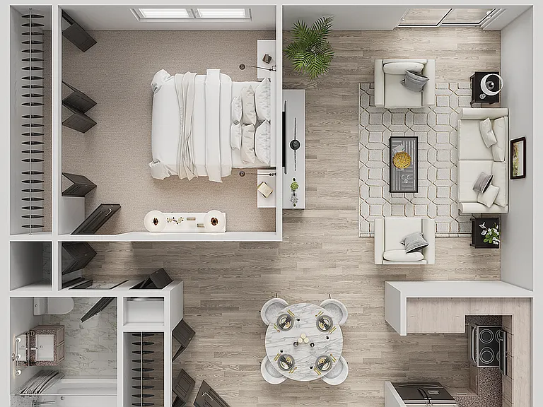 1x1A | 1-Bedroom Floorplan 1x1A | 1-Bedroom Floorplan