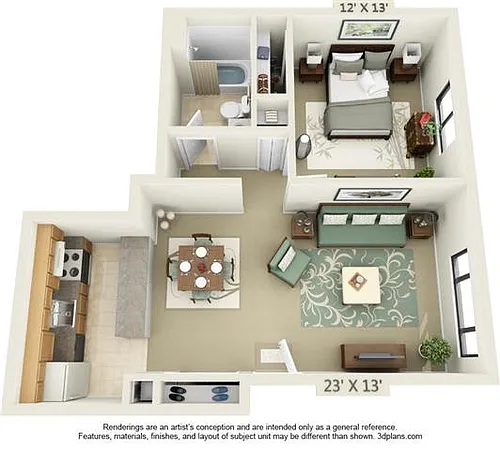 Floor plan 1 Bedroom 1 Bath