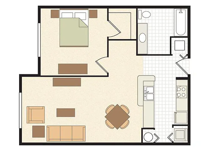 Floor plan 1 Bed/1 Bath
