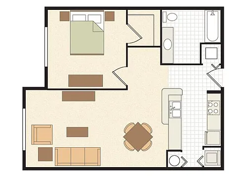 Floor plan 1 Bed/1 Bath