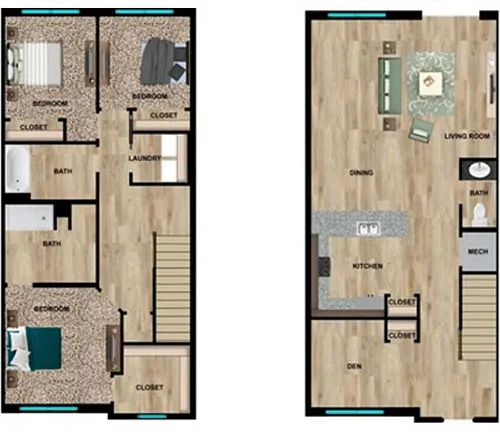Floor plan 3 Bedroom Townhome