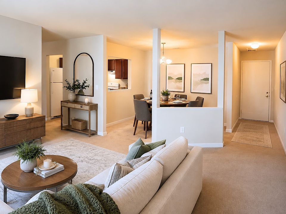 Entry foyer, living and open dining