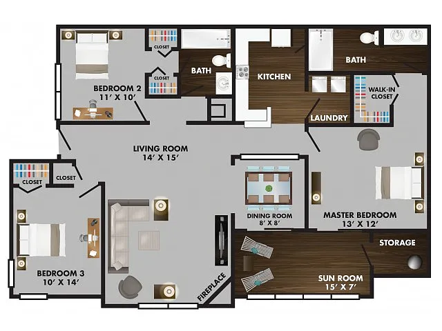 Floor plan Grandover with Sunroom