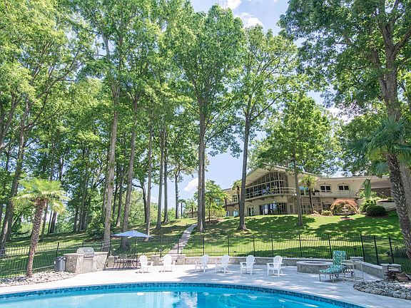 view from pool towards house