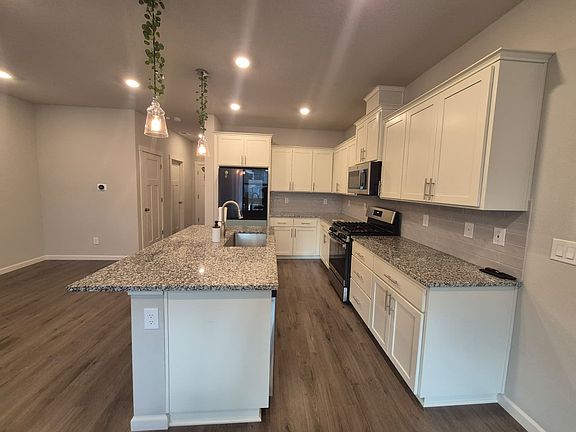 Modular kitchen with beautiful cabinets and steel appliances.