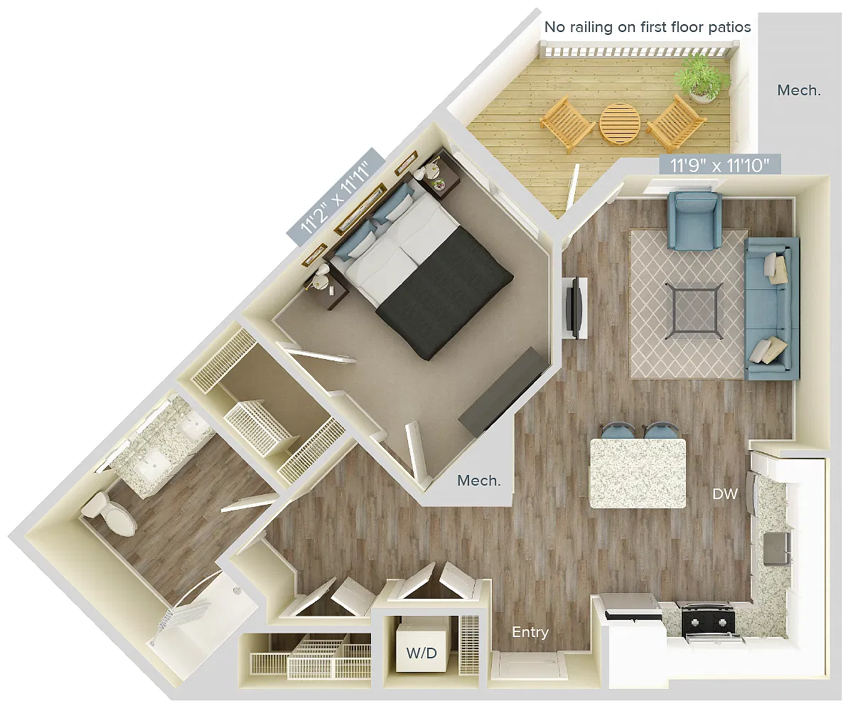 Floor plan Furnished-F-AM12 - 724SF