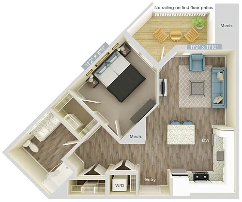 Floor plan Furnished-F-AM12 - 724SF