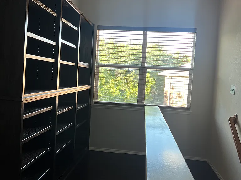 Book shelving in entertainment area