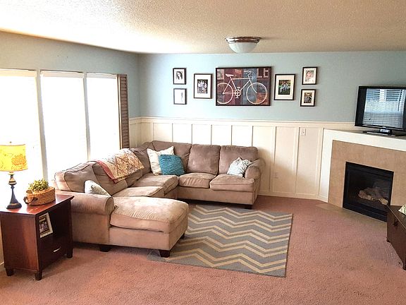 family room with fireplace