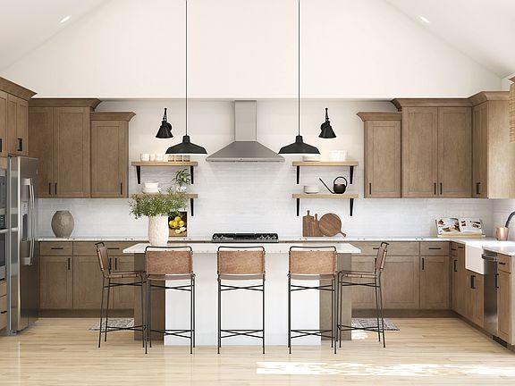 Kitchen with pendant lighting