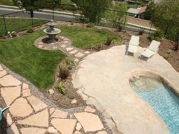 Fountain and walkway