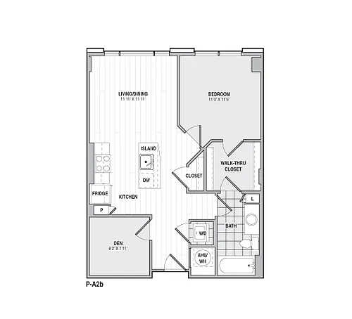 Floor plan 1Bed/1Bath-A2b