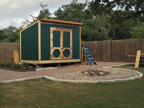 Shed and fire pit