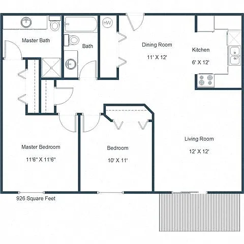 Floor plan Two Bedroom 22A