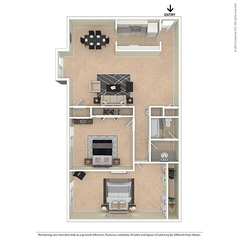 Floor plan 2 X 1 Brandywine Apartments 1