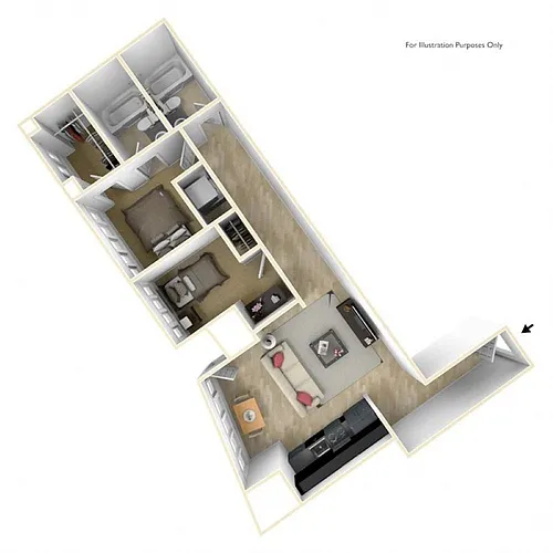 Floor plan 2 Bed 2 Bath E