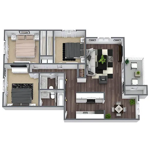 Floor plan C1: 3 Bed 2 Bath