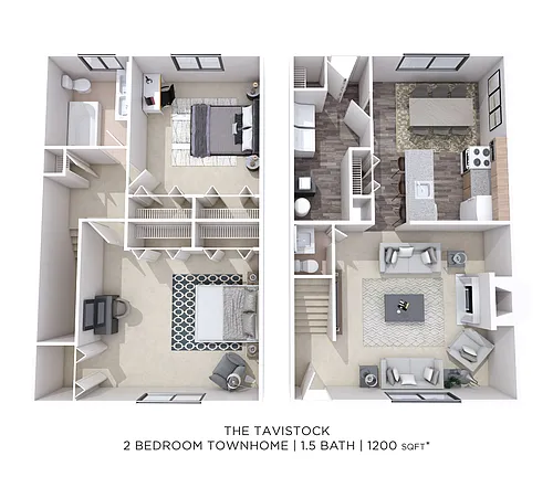 Floor plan Two Bedroom 1.5 Bath - 1,200 sqft