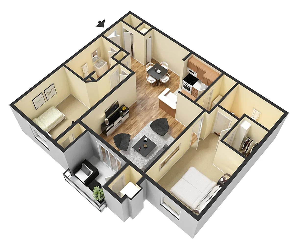 Floor plan Lancaster - Two Bed Two Bath