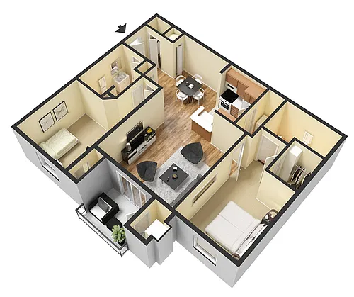 Floor plan Lancaster - Two Bed Two Bath