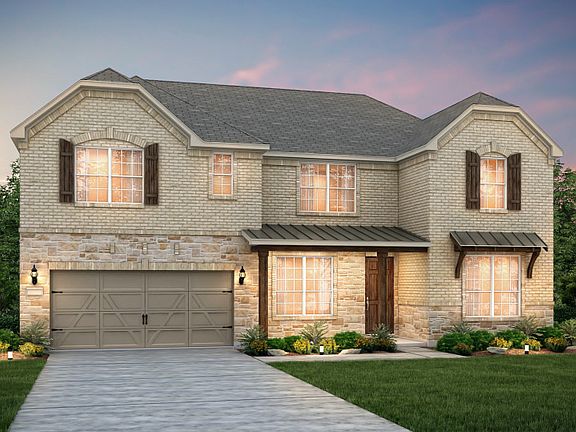 The Mansfield, a 2-story home with shutters, shown with Home Exterior D