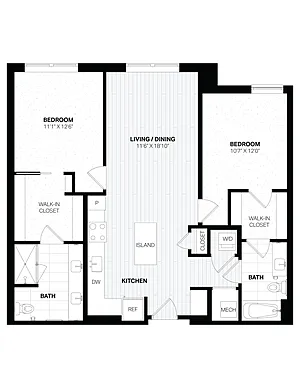 Floor plan 2 Bed/2 Bath-E5.1 East