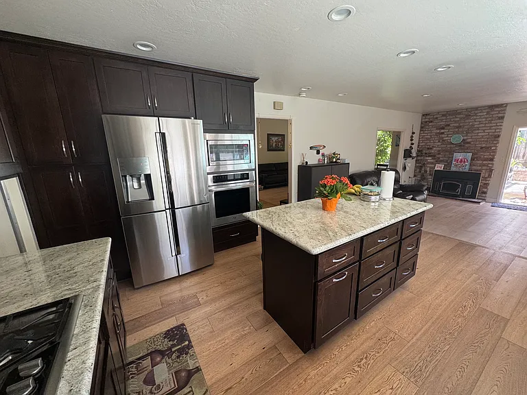 Kitchen with premium stainless steel appliances