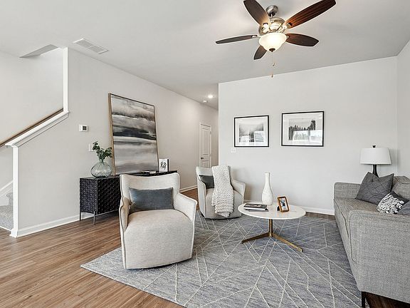 Open Living Room with Ceiling Fan