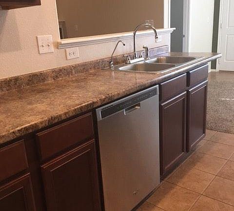 open kitchen with lots of storage