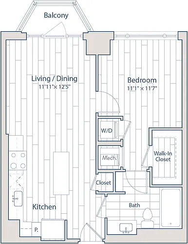 Floor plan 1 Bed/1 Bath-C8-2
