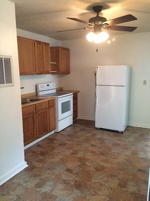Kitchen with new flooring.