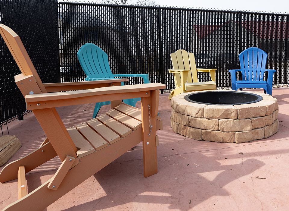 Stone Fire PIt with outdoor seating