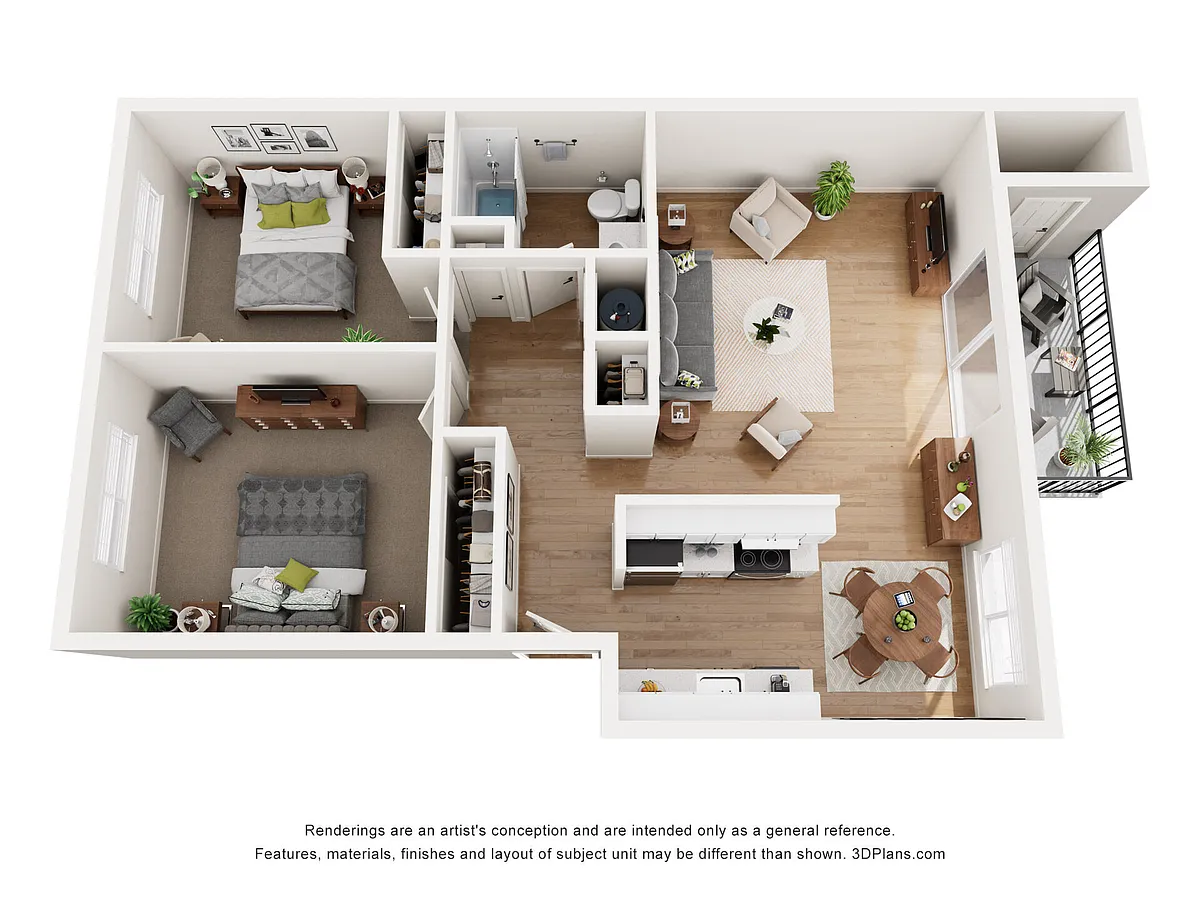Floor plan 2 Bed 1 Bath B
