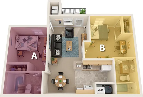 Floor plan By The Bed Pricing - Two Bedroom