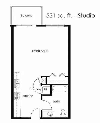 Floor plan Studio | 531 sqft