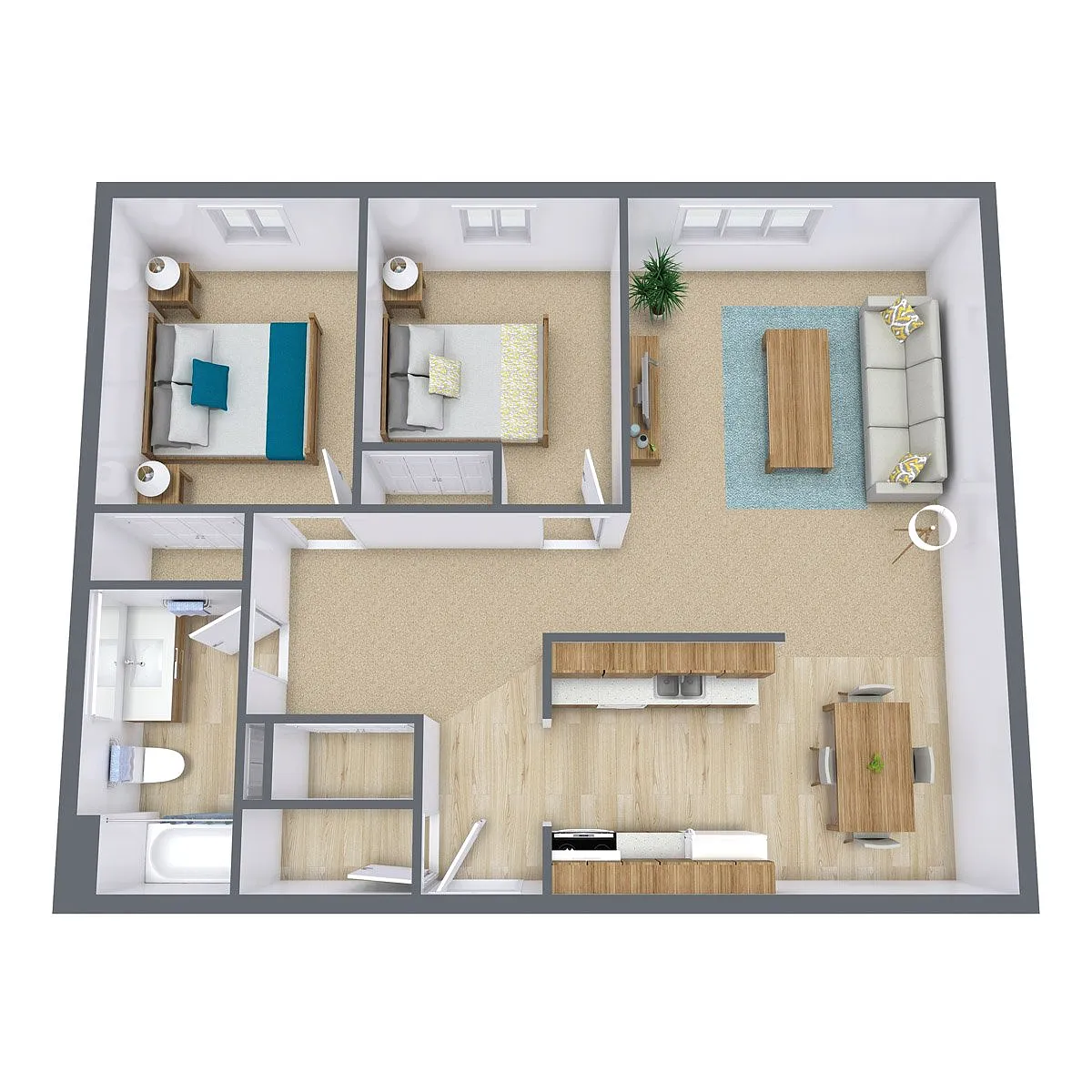 Floor plan Two Bedroom 21C