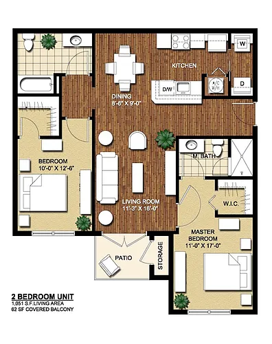 Floor plan Two Bedroom Two Bath