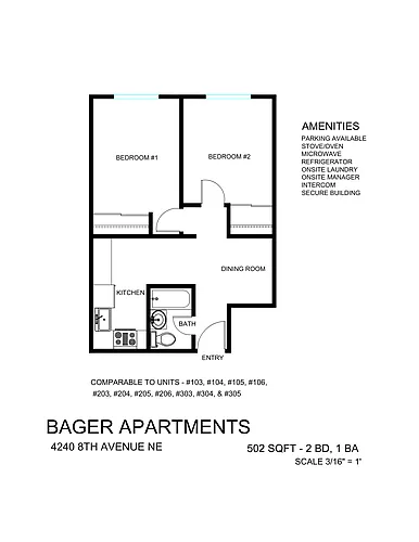 Floor plan Badger Blue Lake 2bed/1bath
