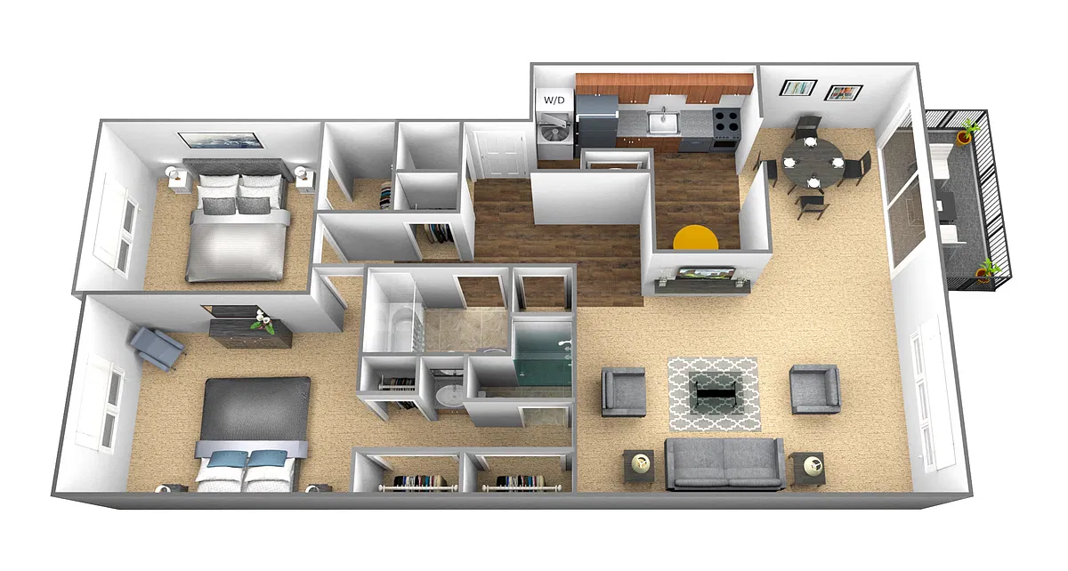 Floor plan 2 Bedroom 2 Bath