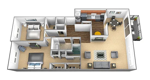 Floor plan 2 Bedroom 2 Bath