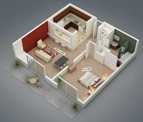 Floor plan One Bedroom Junior