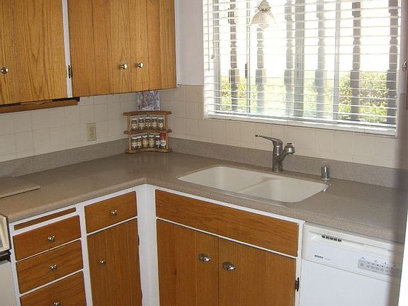 kitchen with corian countertops