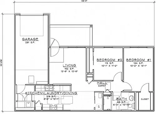 Floor plan 2 Bedroom Unit