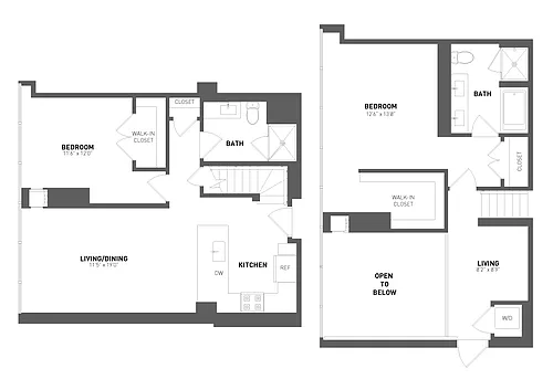 Floor plan 2 Bed 2 Bath Townhome-TH01