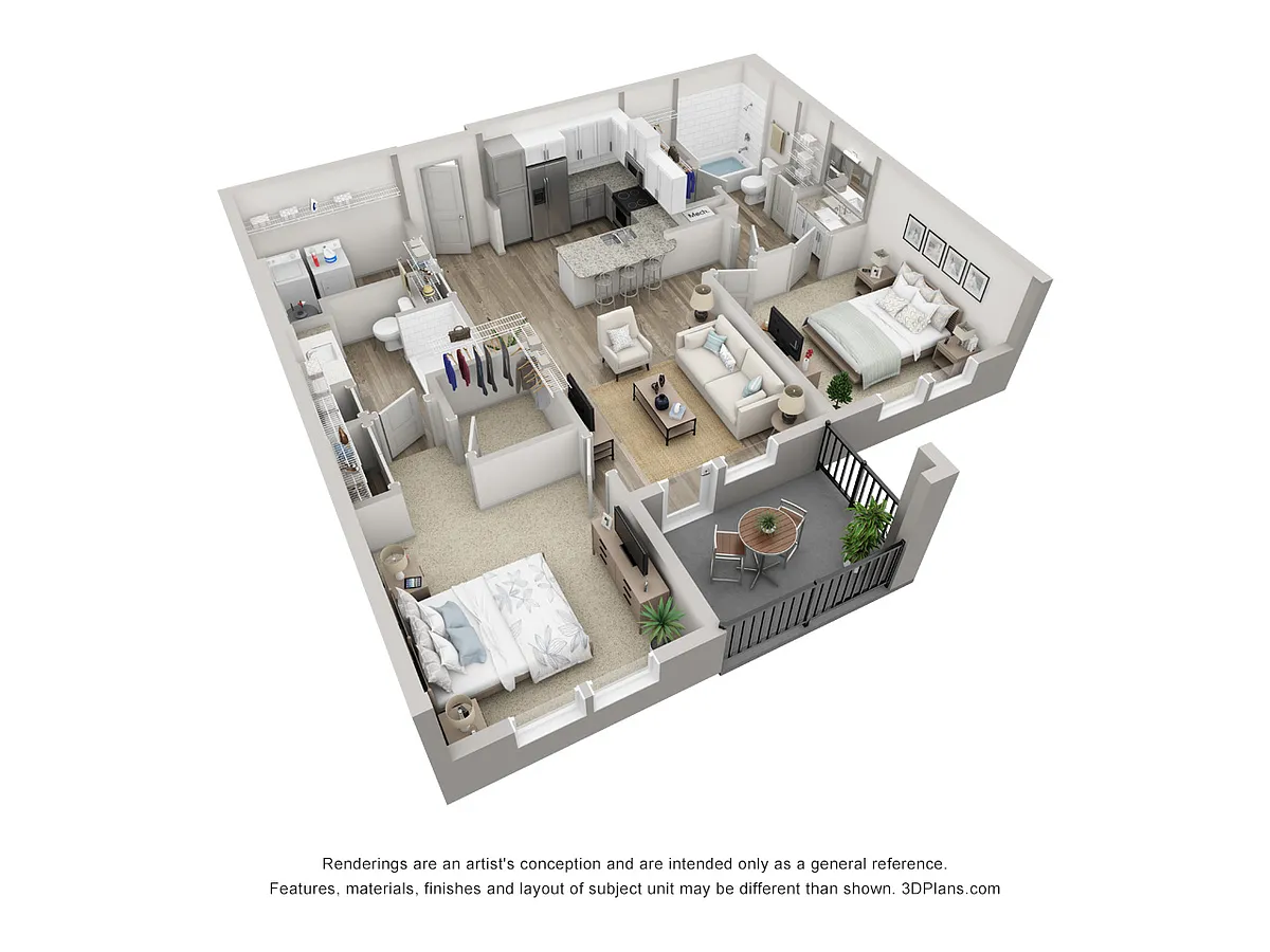 Floor plan Burano 2 BD, 2BA