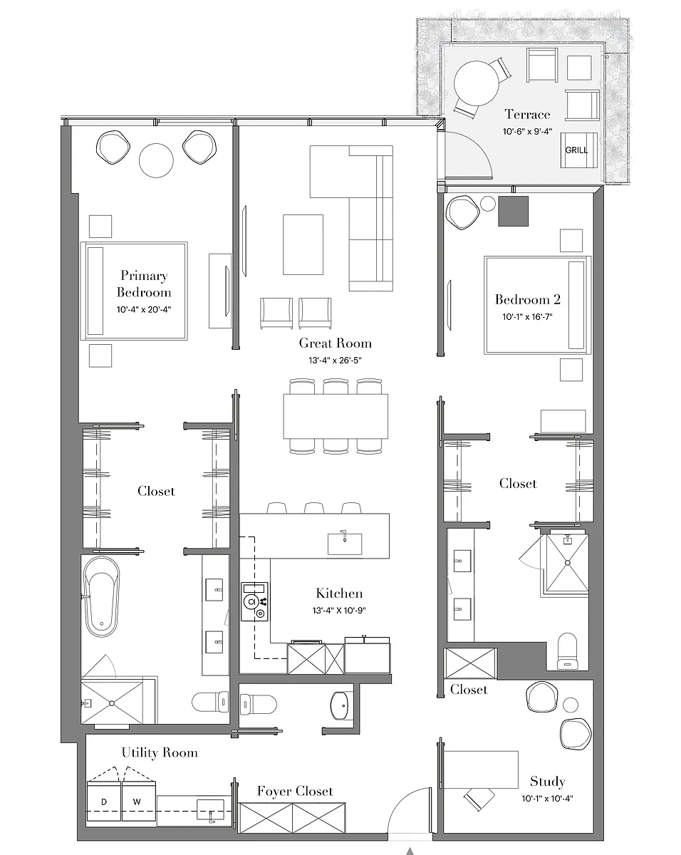 Floor plan 27-28 | 2B-06 | 2 Bed | 2.5 Bath