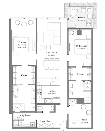 Floor plan 27-28 | 2B-06 | 2 Bed | 2.5 Bath