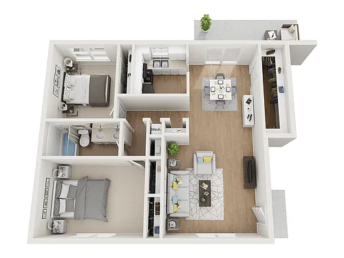 Floor plan 2 BEDROOM, 1 BATHROOM ELITE