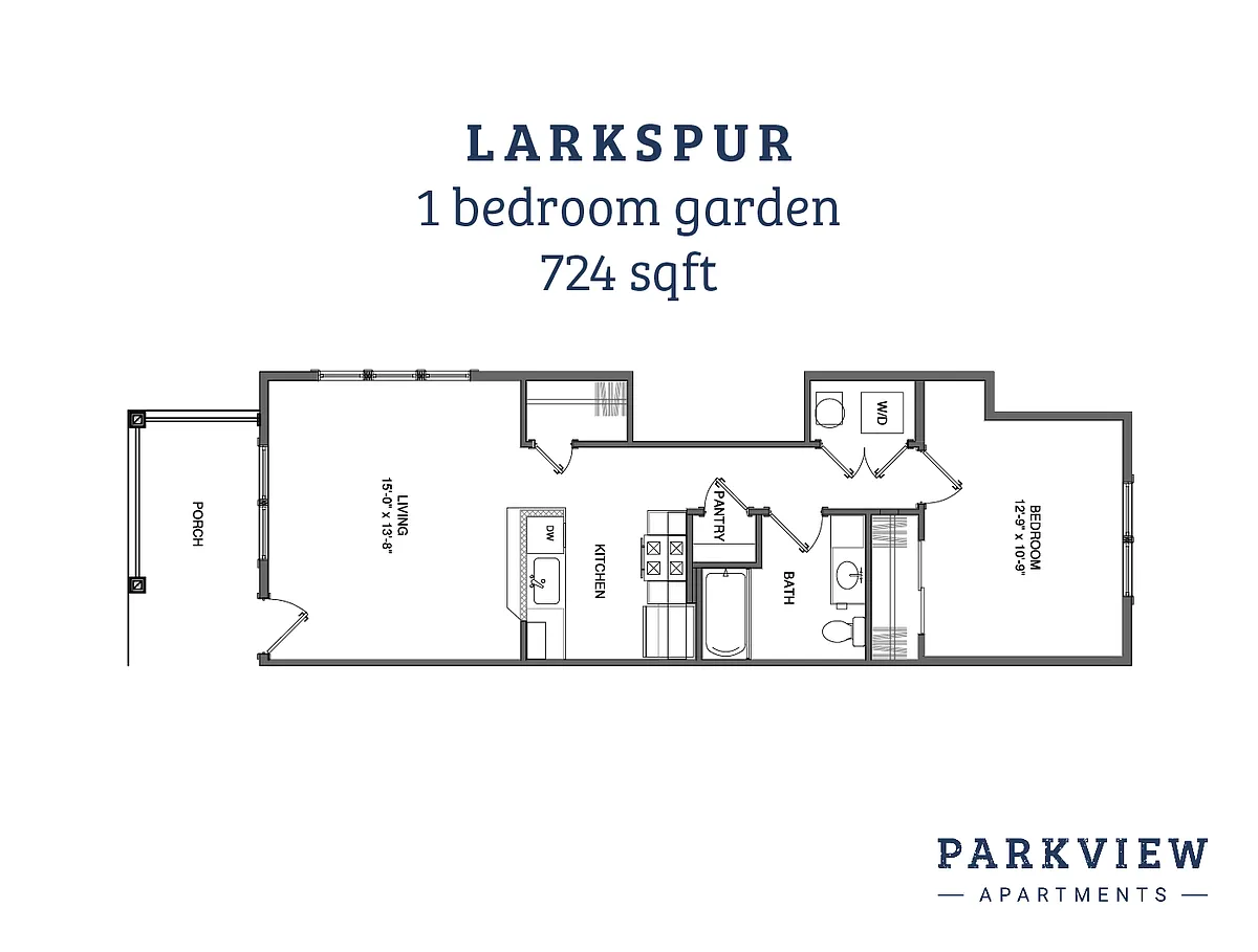 Floor plan Larkspur - 1 Bedroom Garden